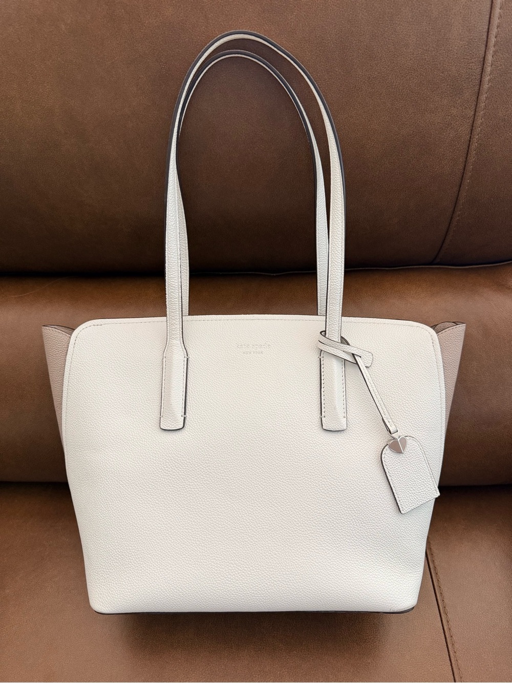 Kate Spade Pebbled White Leather Tote